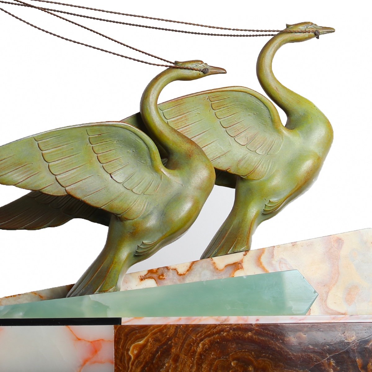Large Sculpture "woman With Swans" By Limousin Art Deco 1920-photo-6