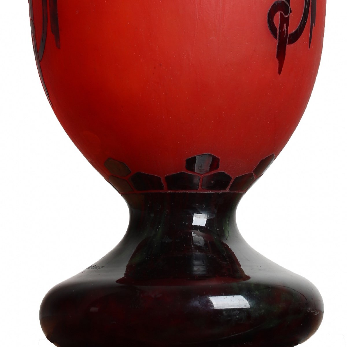 Tall "prunes" Vase French Glass Charles Schneider Circa 1919-1922 - 22,0"-photo-4