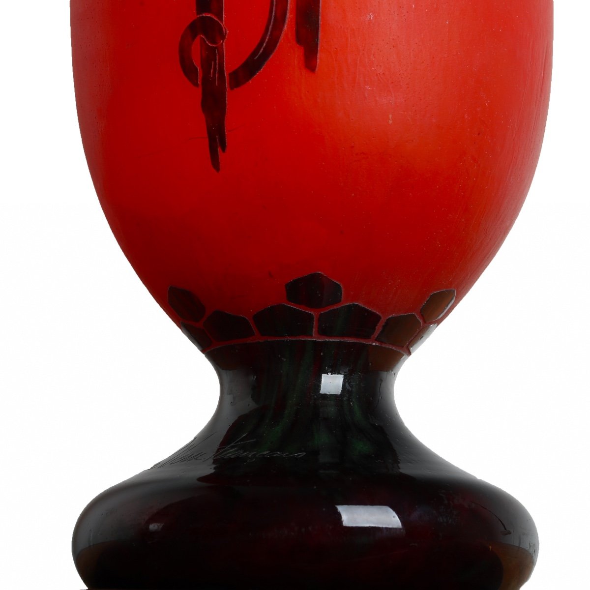 Tall "prunes" Vase French Glass Charles Schneider Circa 1919-1922 - 22,0"-photo-6