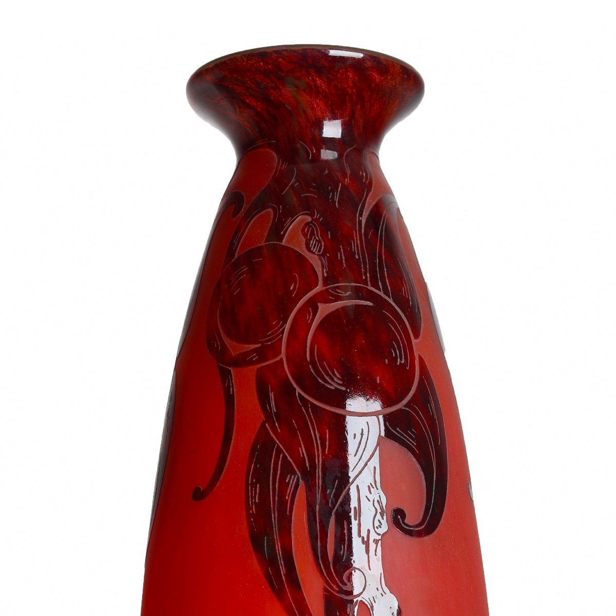 Tall "prunes" Vase French Glass Charles Schneider Circa 1919-1922 - 22,0"-photo-7
