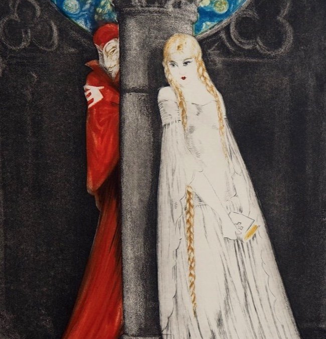 Faust Aquatint Lithograph By Louis Icart (1888-1950) - Art Deco-photo-1