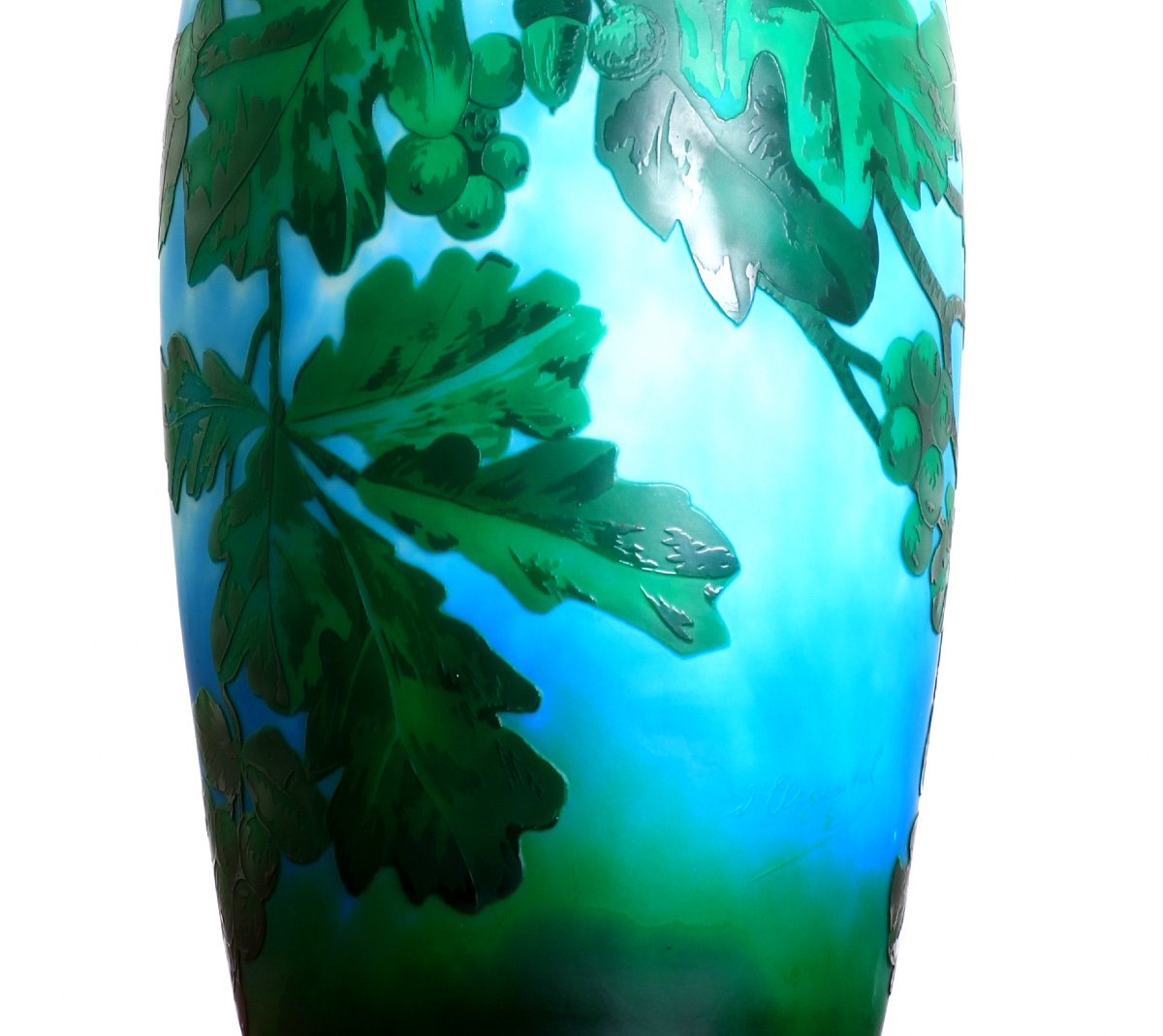 Monumental Oak And Acorns Vase Signed Argental Paul Nicolas St Louis Nancy 1919 Art Nouveau-photo-2