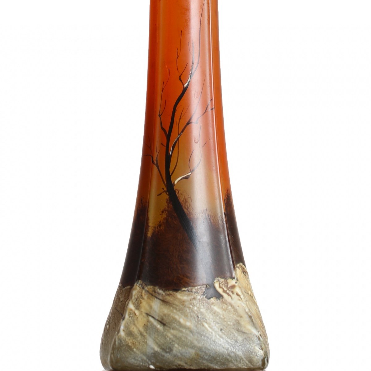 Vase Landscape Of Snows And Trees By François-théodore Legras (1839-1916) Art Nouveau 20"-photo-3