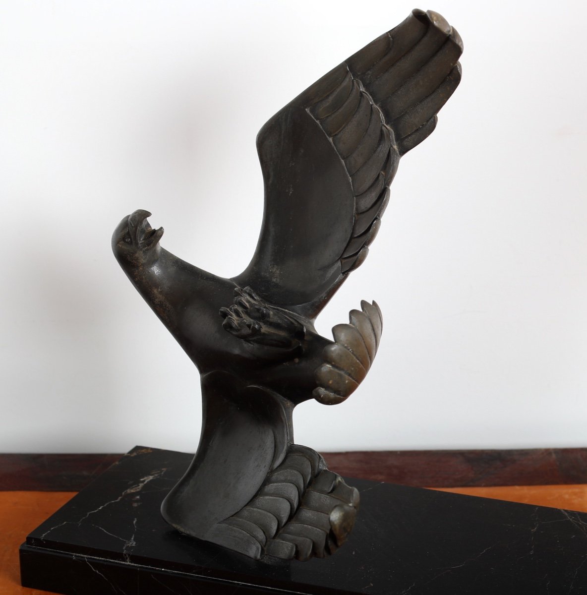 Sculpture "eagle Hunter" By J. De Roncourt, Glassmaker Fayral Bouraine - Art Deco 1930 -photo-2