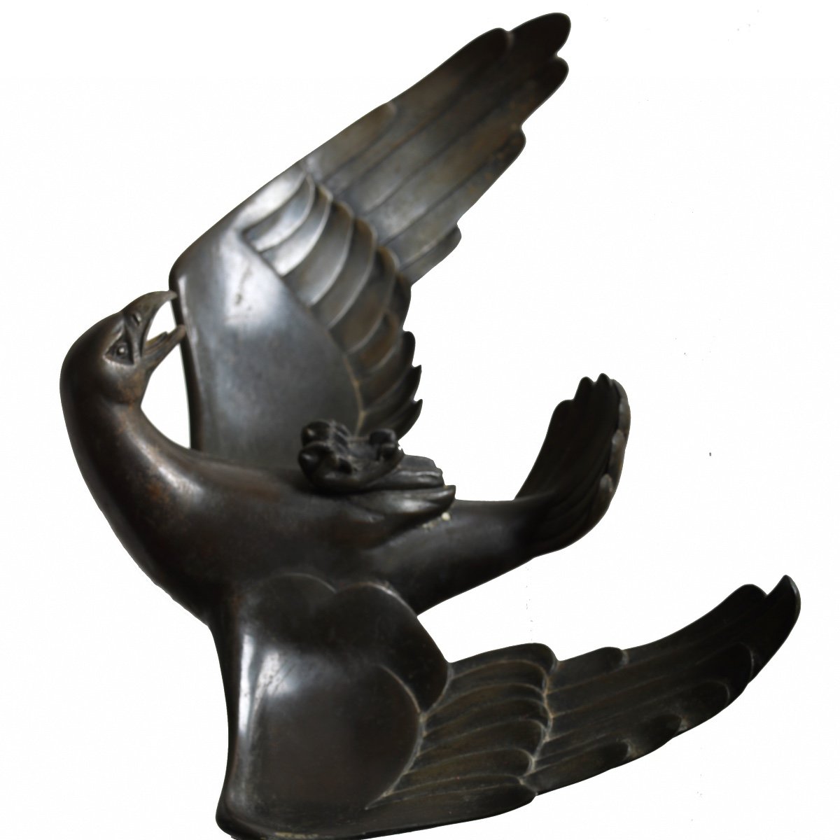 Sculpture "eagle Hunter" By J. De Roncourt, Glassmaker Fayral Bouraine - Art Deco 1930 -photo-6