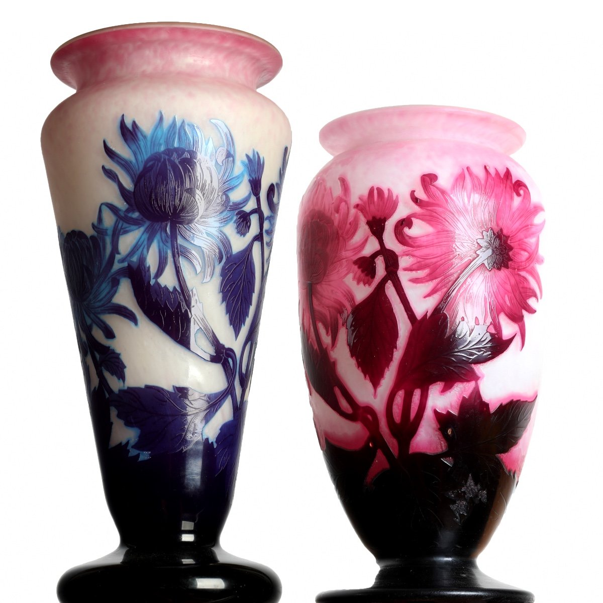 Vase With Pink Dahlias By André Delatte Nancy Era Gallé, Daum, Muller - Art Nouveau-photo-8