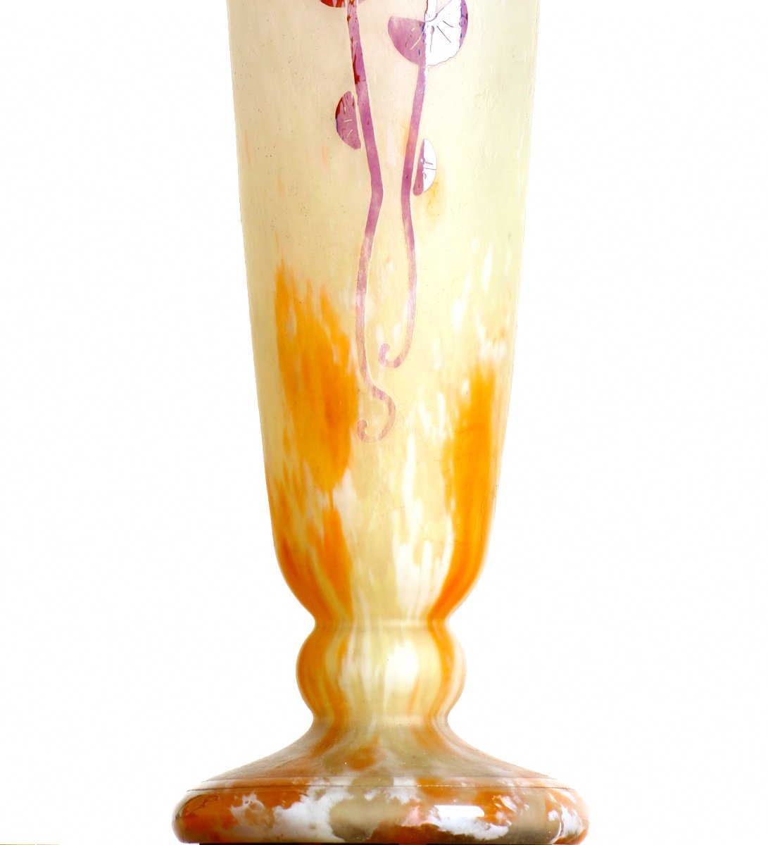 Majestueux Grand  Vase Aux Ancolies Le Verre Français Era Gallé, Daum, Muller - Art Deco 1928-photo-1