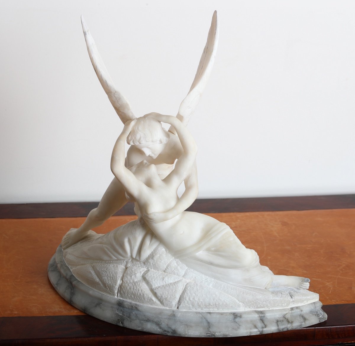 Marble And Alabaster Sculpture Psyche Revived By The Kiss Of Love After Antonio Canova-photo-8