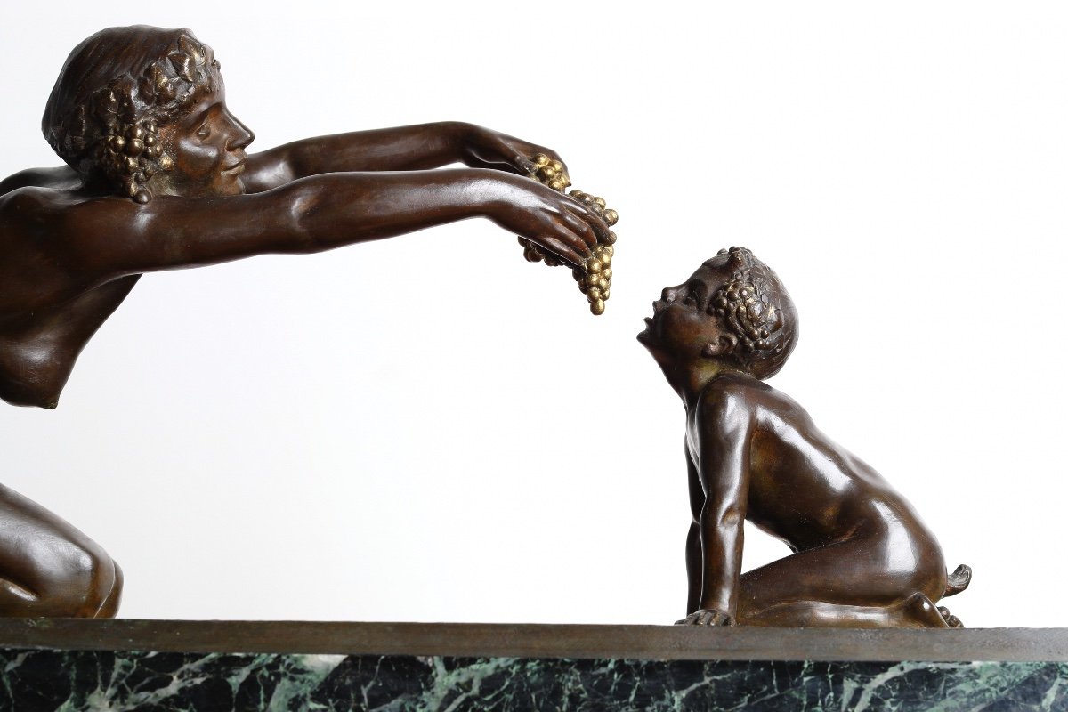 Importante Sculpture En Bronze Art Deco "Nature Et Faune" Par Lucien  Alliot Era Bouraine, Gory-photo-4