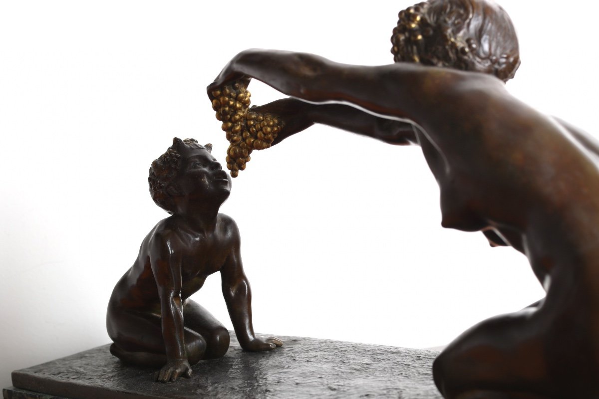 Importante Sculpture En Bronze Art Deco "Nature Et Faune" Par Lucien  Alliot Era Bouraine, Gory-photo-6