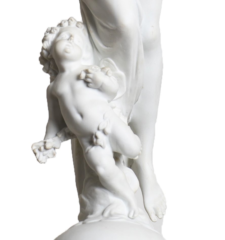Grande sculpture Biscuit "Allégorie du Soir" Par Mathurin Moreau (1822-1912) - circa 1900-photo-2