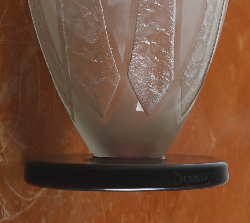 Grand Vase Arcature Charles Schneider Le Verre Français Art Deco Era Daum, Gallé, d'Argental-photo-8