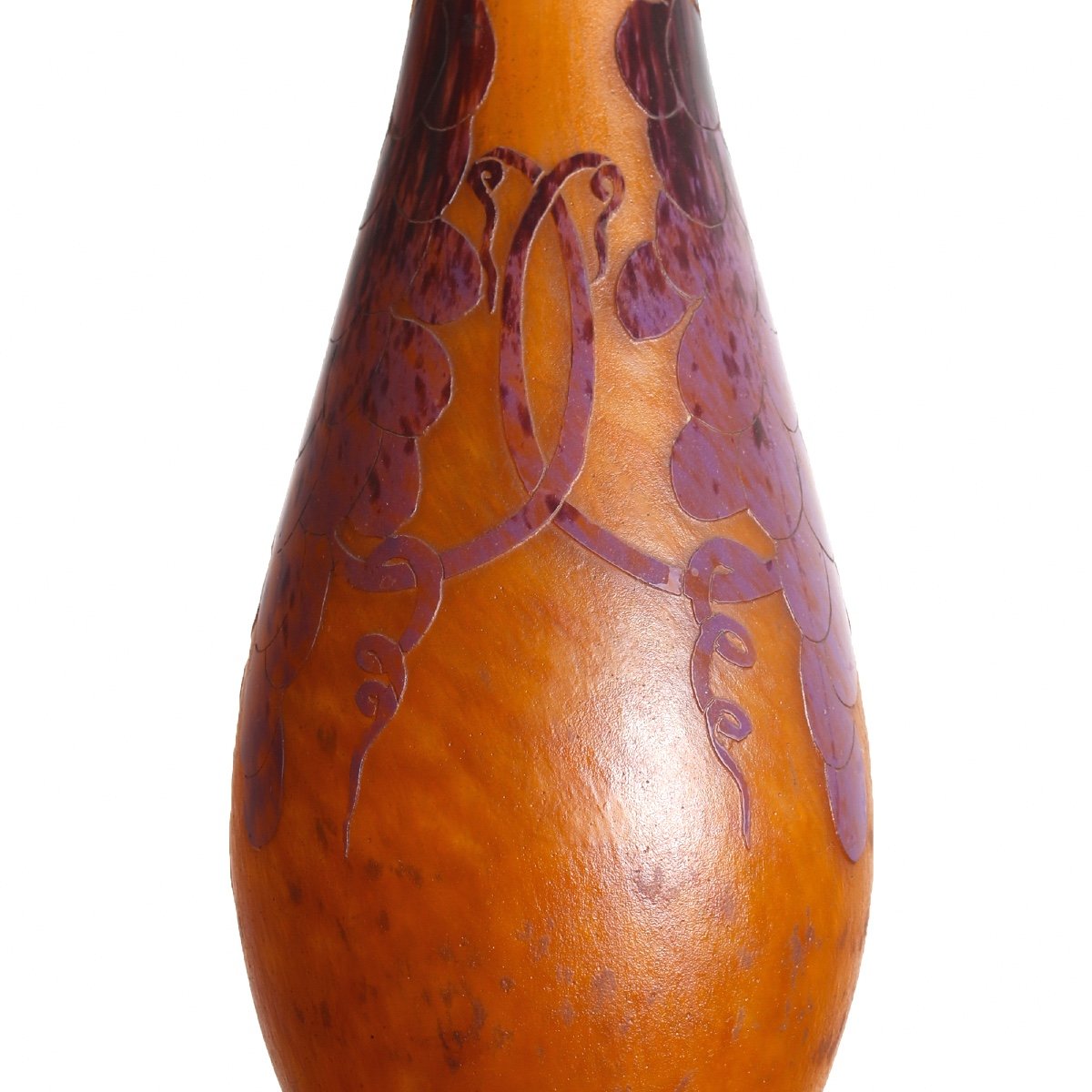 Schneider Grape Vase French Art Deco Glass Circa 1920 Era Daum, Gallé, d'Argental-photo-3