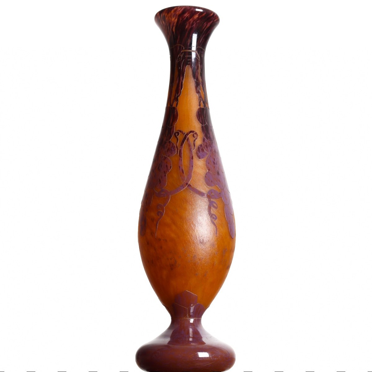 Schneider Grape Vase French Art Deco Glass Circa 1920 Era Daum, Gallé, d'Argental-photo-4