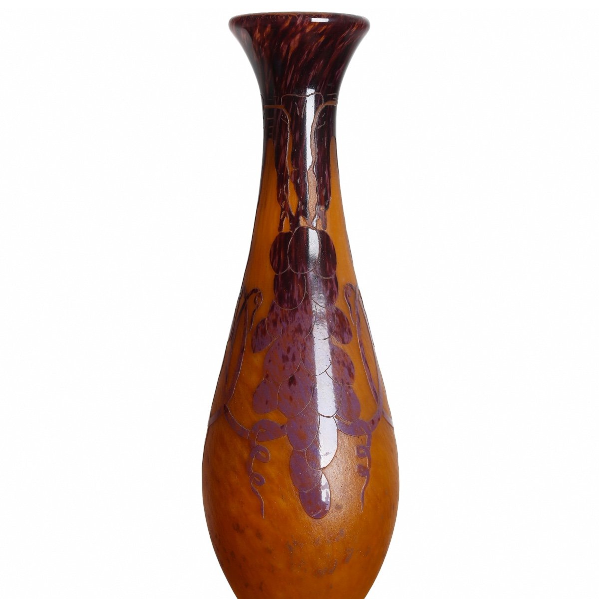 Schneider Grape Vase French Art Deco Glass Circa 1920 Era Daum, Gallé, d'Argental-photo-6