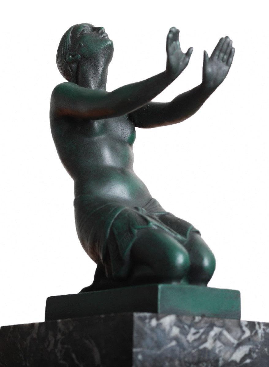 Paire De Sculptures Serre-livres  Extase Par Fayral Le Faguays éditeur Le Verrier Art Deco 1930-photo-3