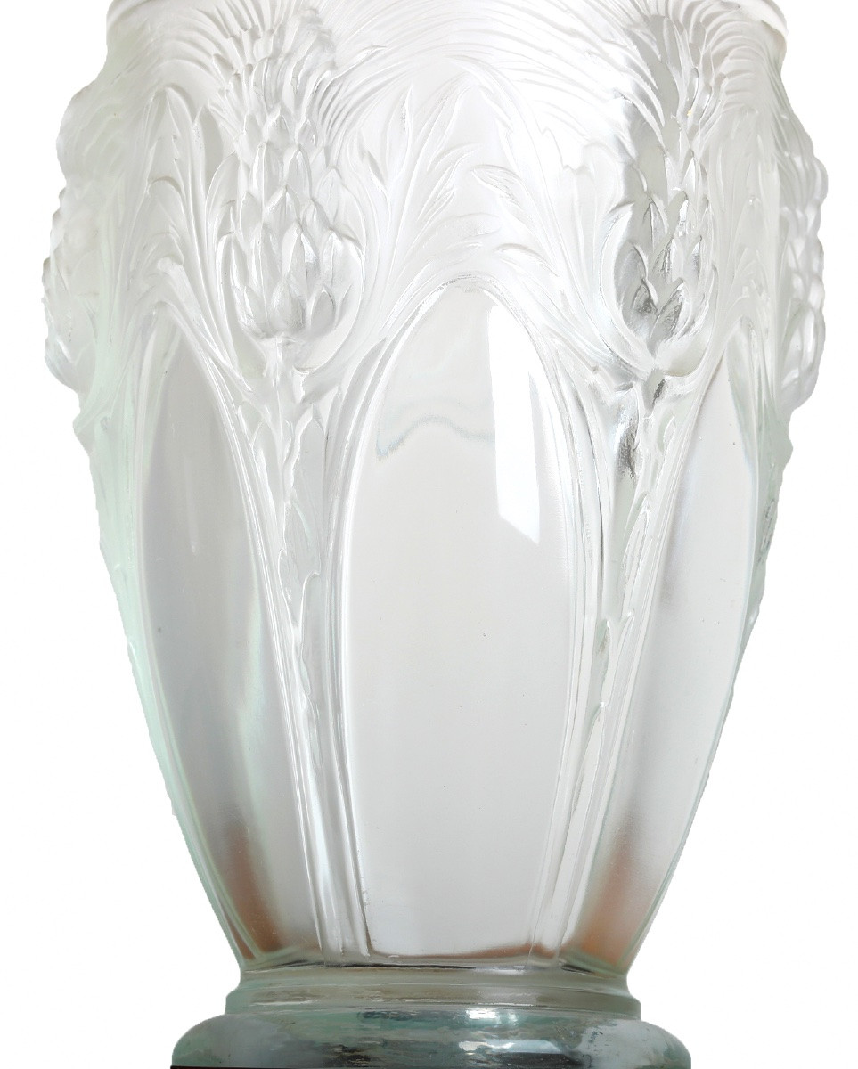 Vase Aux Chardons Par Verlys Art Deco 1933 Era Daum, Gallé, d'Argental, Schneider-photo-2