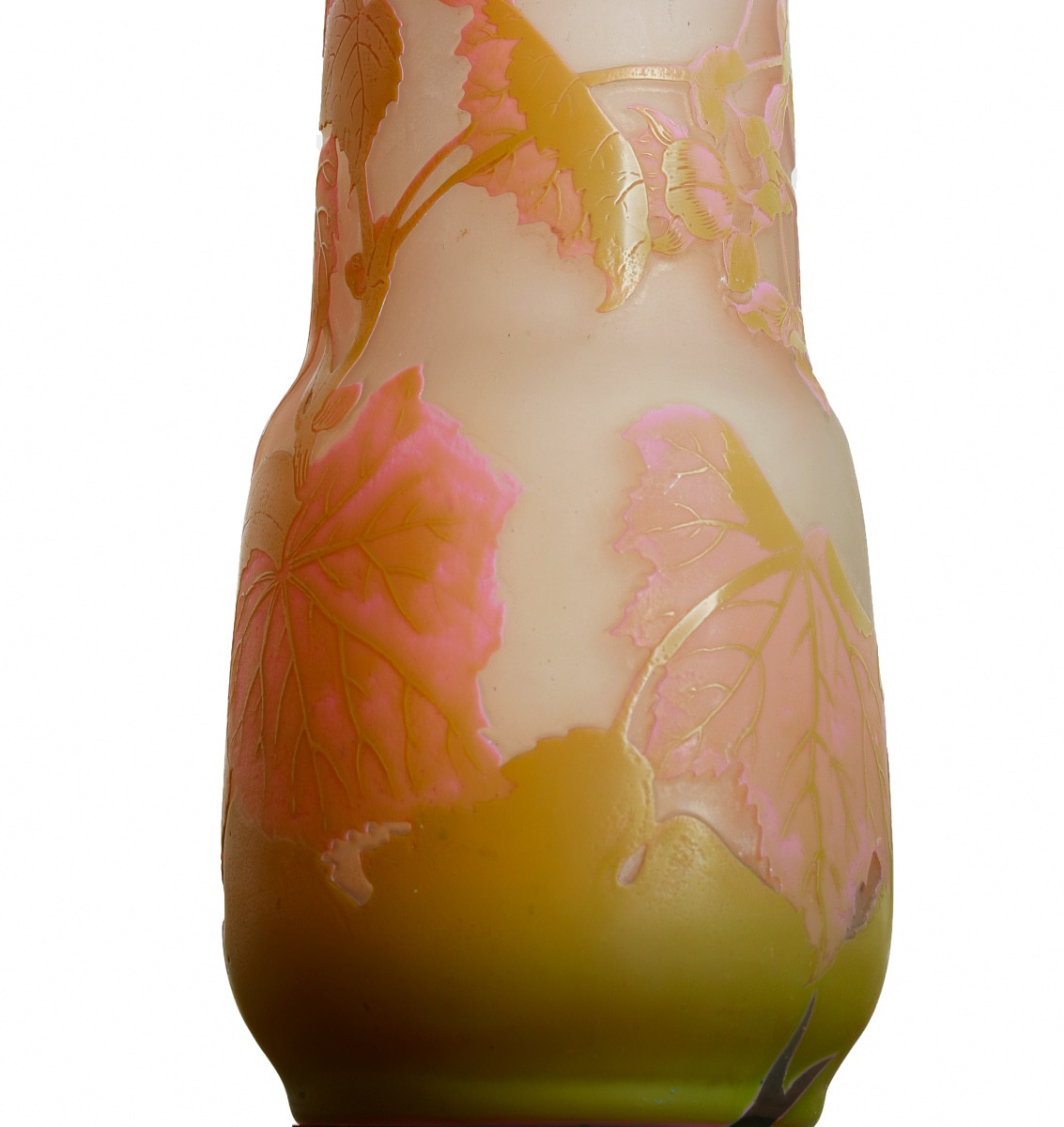 Vase floral rose et bleu Par Emile Gallé Circa 1900 Art Nouveau - Era Daum, Muller, Delatte-photo-4