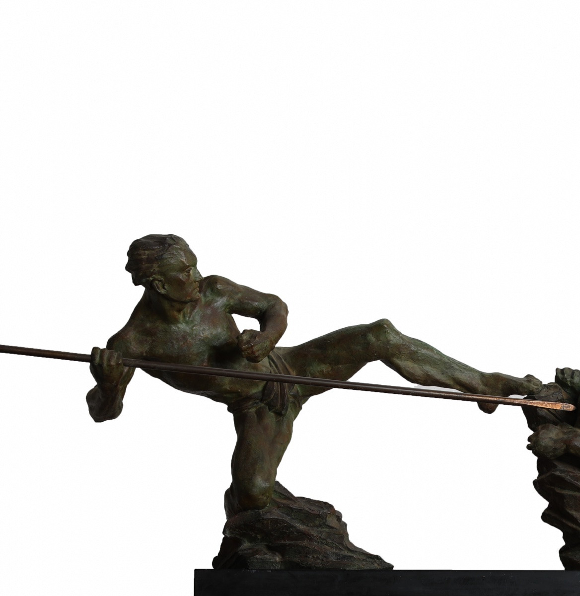 Sculpture "lioness Hunt" Bronze By P. Berjean - Le Verrier Fayral Bouraine Art Deco 1930-photo-4