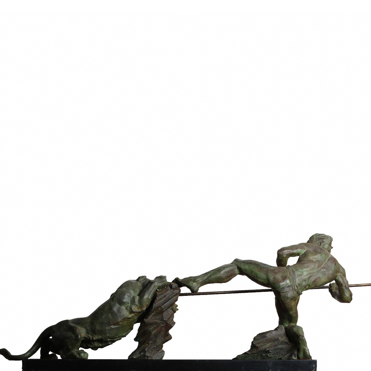 Sculpture "lioness Hunt" Bronze By P. Berjean - Le Verrier Fayral Bouraine Art Deco 1930-photo-8