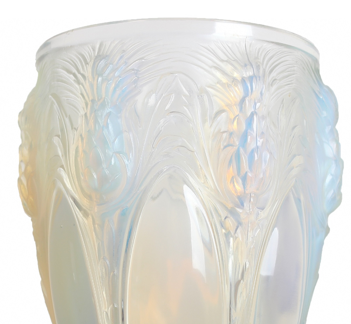 Vase opalescent aux Chardons Par Verlys Art Deco 1933 Era Daum, Gallé, d'Argental, Schneider-photo-2