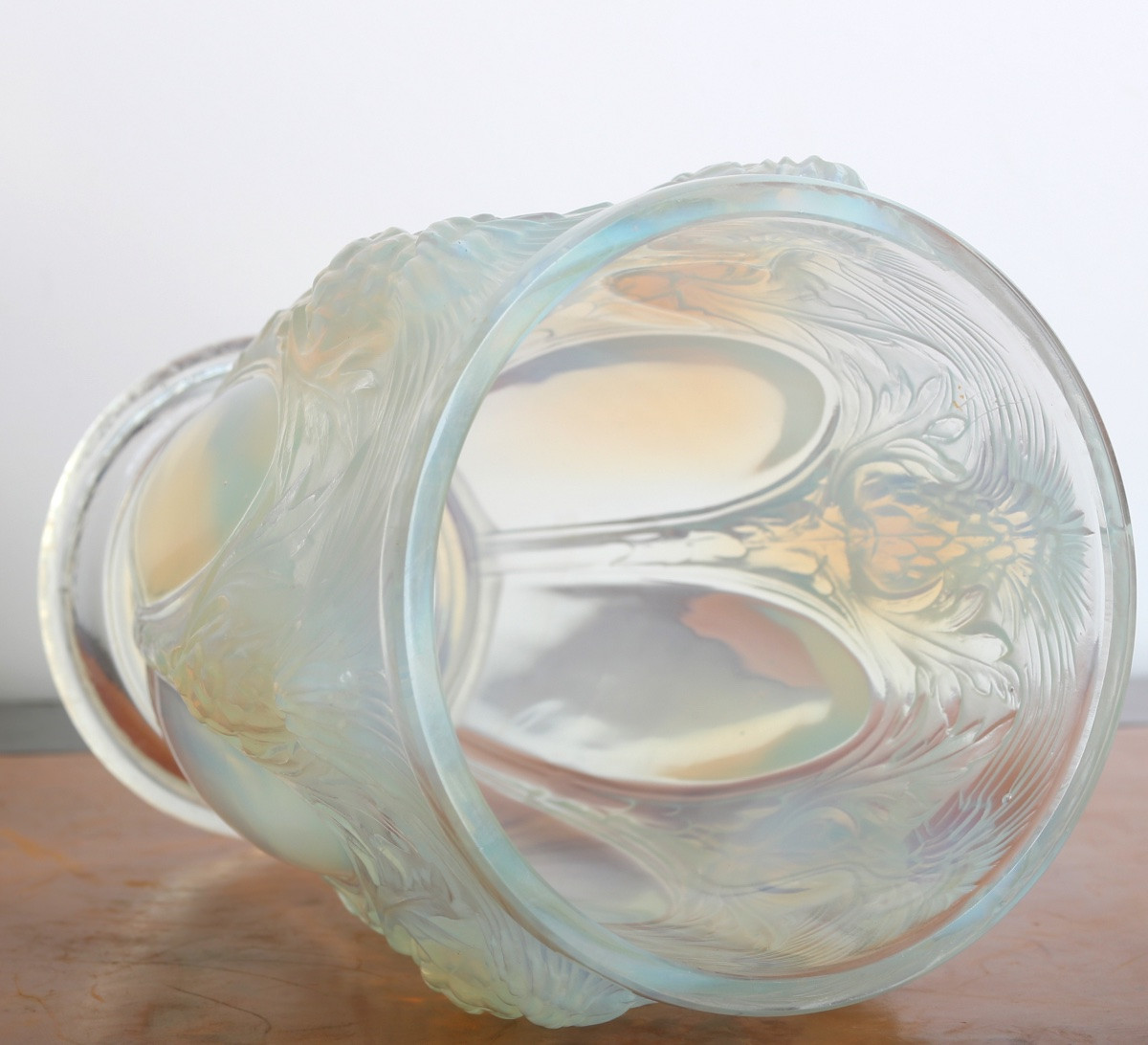 Vase opalescent aux Chardons Par Verlys Art Deco 1933 Era Daum, Gallé, d'Argental, Schneider-photo-4
