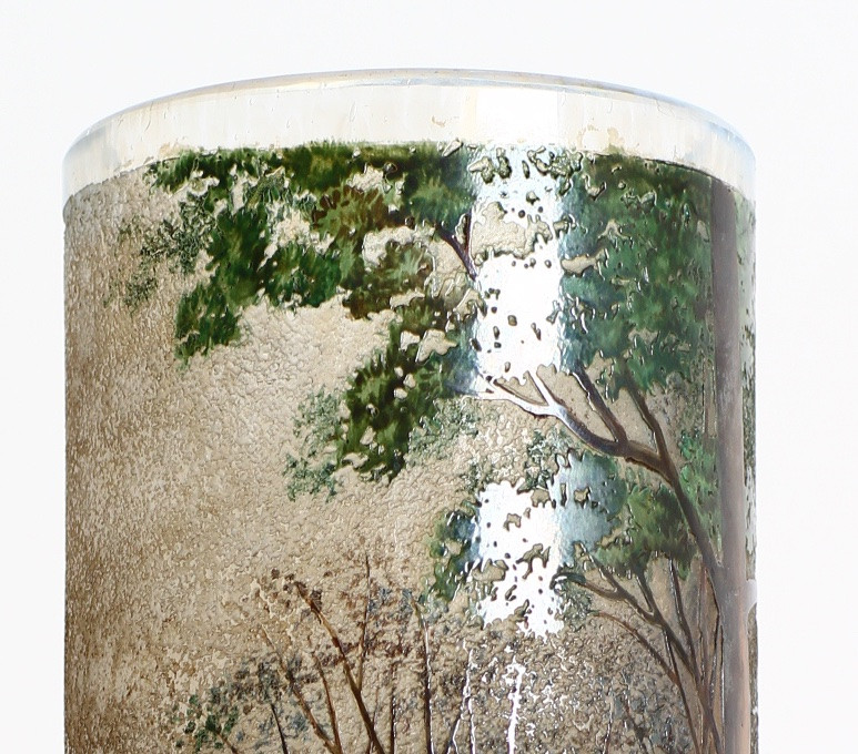 High Lamartine Glass Vase With Lake Landscape Era Daum, Gallé, d'Argental Art Nouveau 1900-photo-6