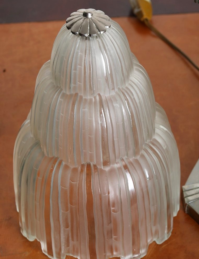Marius Sabino Cascade Lamp Paris 1878-1961 - Art Deco 1930 Era Daum, Lalique, Delatte, Muller -photo-5