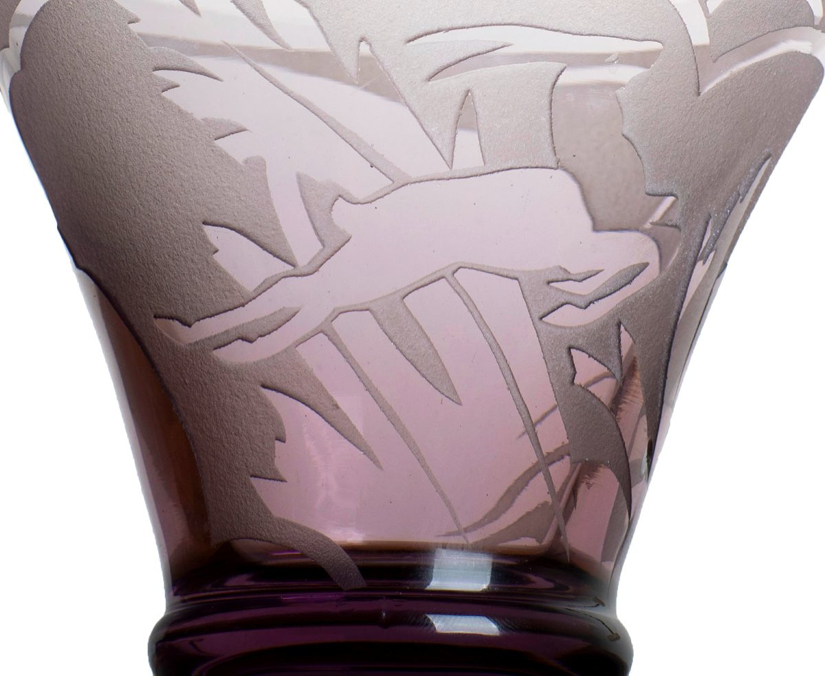 Vase Gazelle Art Deco 1930 Par Muller Frères Lunéville - Era Gallé, Daum, Delatte, Etling-photo-2
