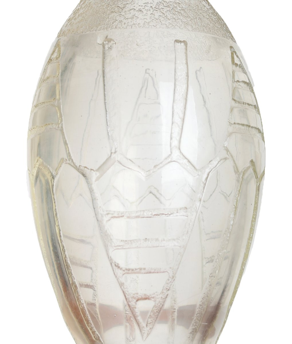 Geometric Vase By David Gueron Known As Degué Art Deco 1930 Era Daum, Muller, Delatte, Schneider-photo-3