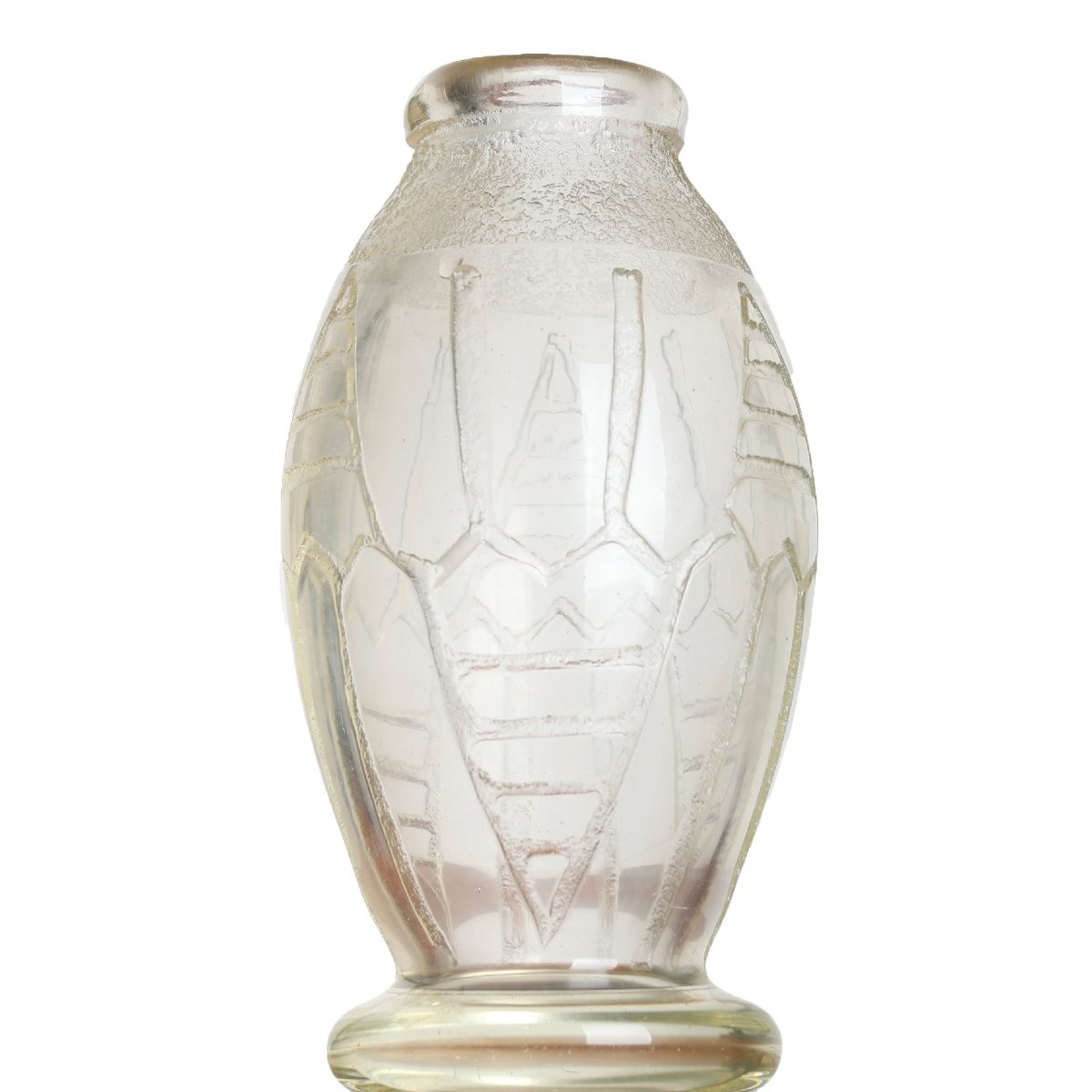 Geometric Vase By David Gueron Known As Degué Art Deco 1930 Era Daum, Muller, Delatte, Schneider-photo-2