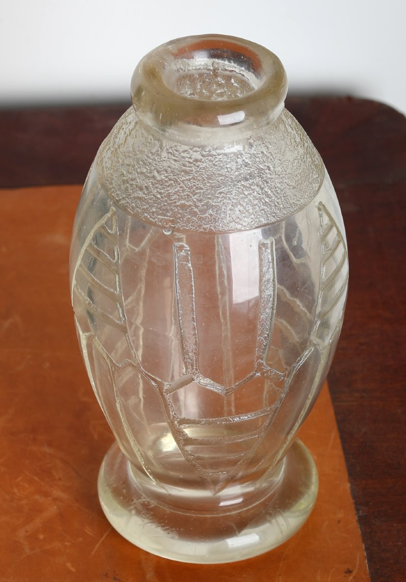 Geometric Vase By David Gueron Known As Degué Art Deco 1930 Era Daum, Muller, Delatte, Schneider-photo-4
