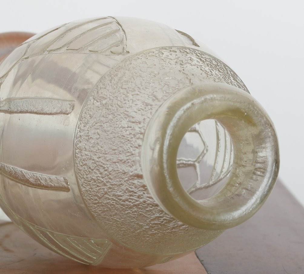 Geometric Vase By David Gueron Known As Degué Art Deco 1930 Era Daum, Muller, Delatte, Schneider-photo-5