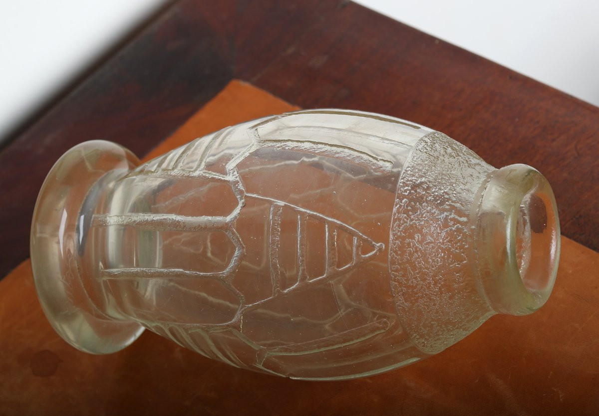 Geometric Vase By David Gueron Known As Degué Art Deco 1930 Era Daum, Muller, Delatte, Schneider-photo-6