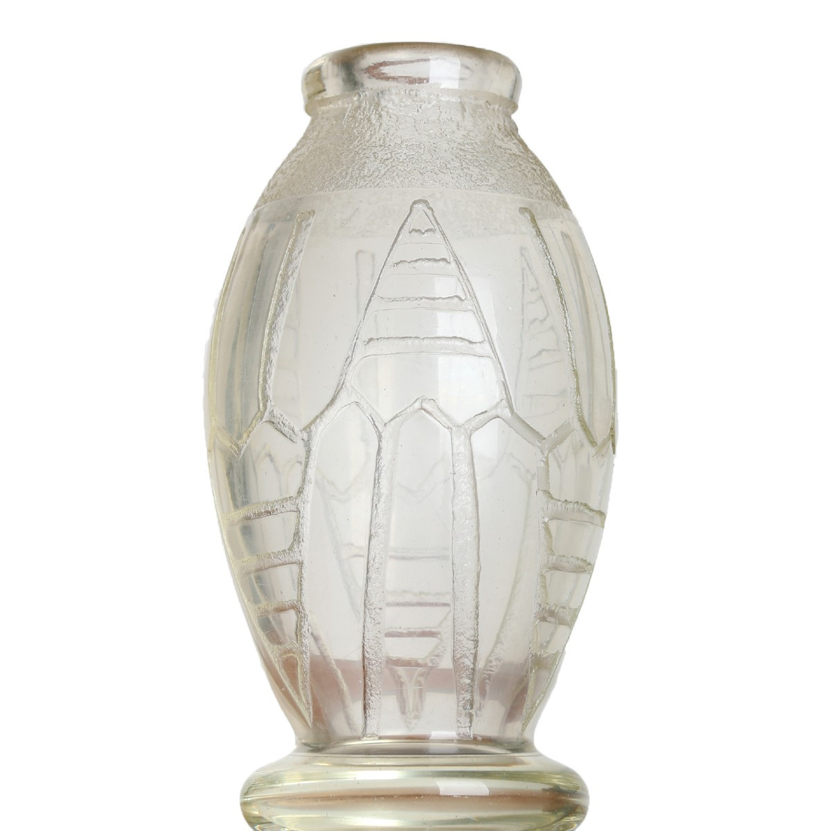 Geometric Vase By David Gueron Known As Degué Art Deco 1930 Era Daum, Muller, Delatte, Schneider