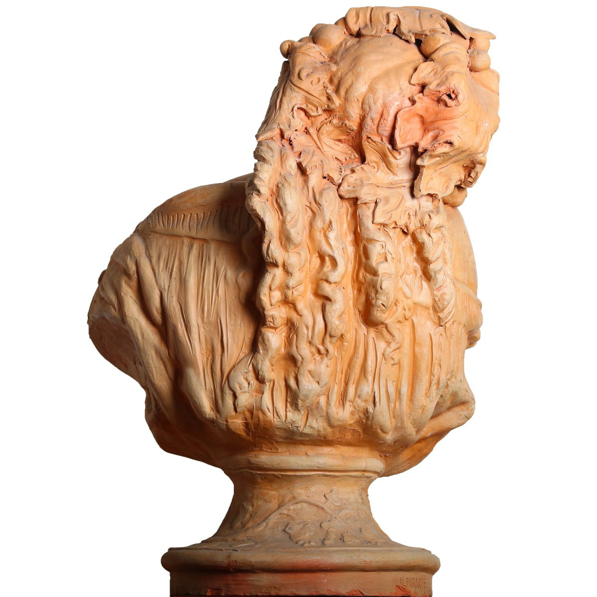 Sculpture Bacchante's Bust With Grapes And Vines In The Style Of Carrier-belleuse - Terracotta-photo-2