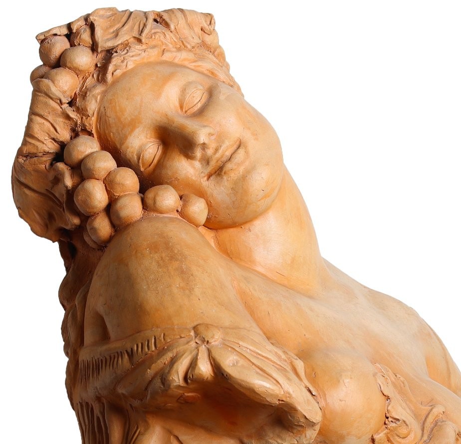 Sculpture Bacchante's Bust With Grapes And Vines In The Style Of Carrier-belleuse - Terracotta-photo-4