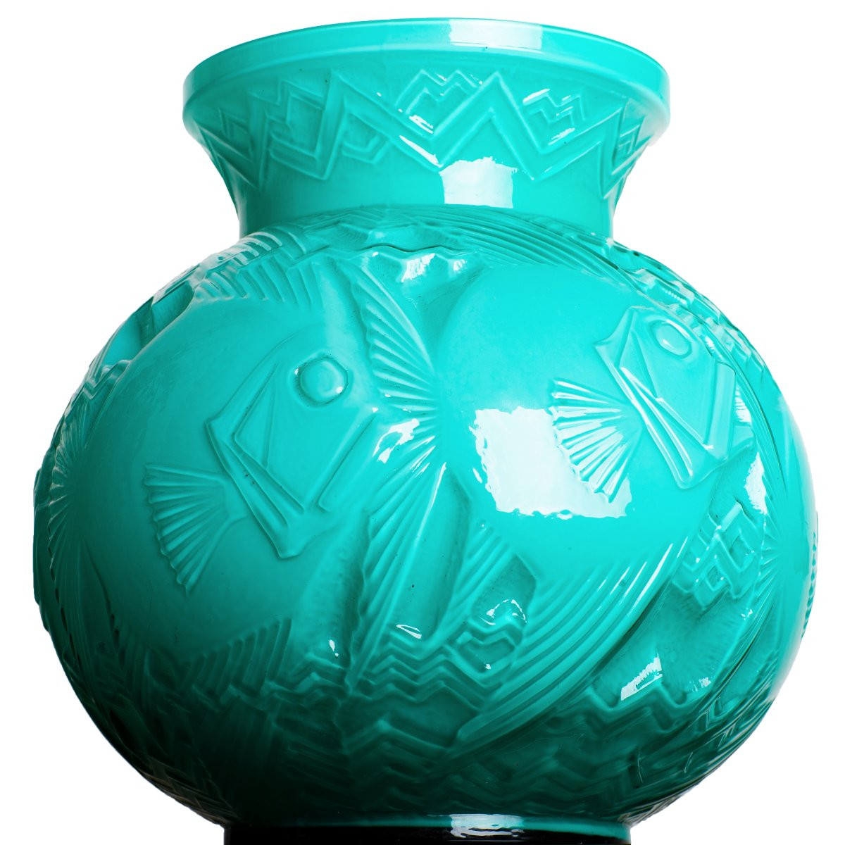 Rare paire de Vases aux Poissons par Pierre d'Avesn Art Deco 1925 -  Daum, Muller, Lalique-photo-2