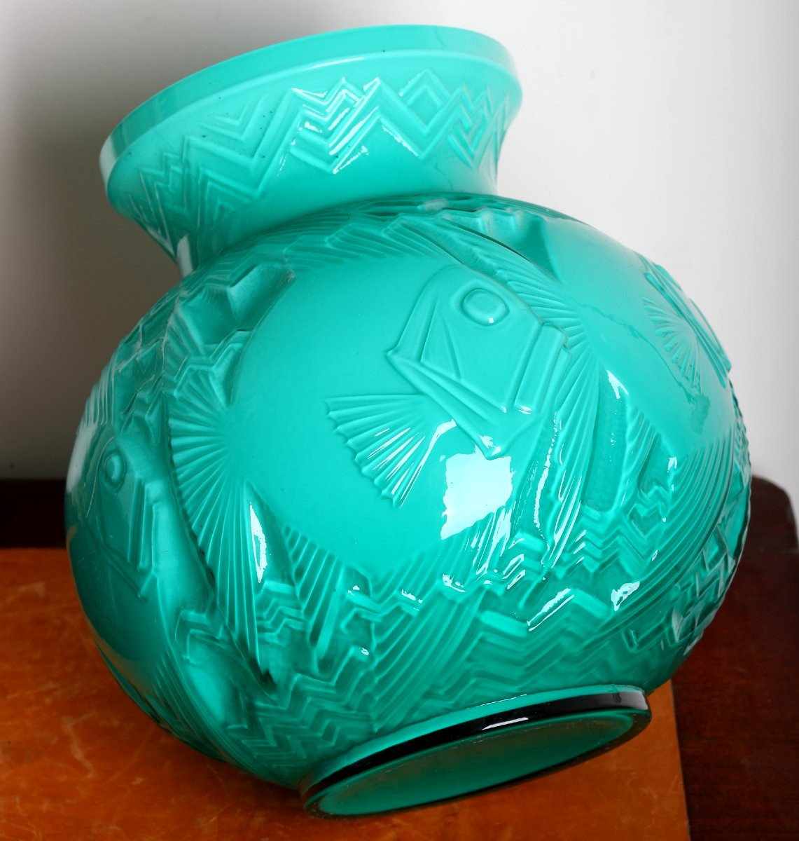 Rare paire de Vases aux Poissons par Pierre d'Avesn Art Deco 1925 -  Daum, Muller, Lalique-photo-3