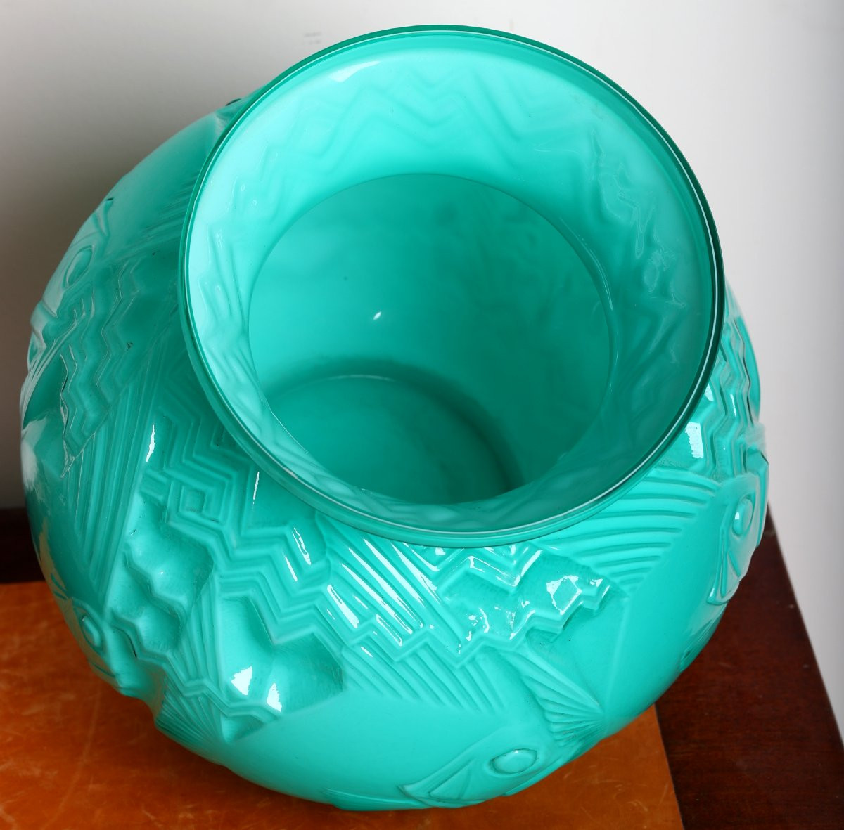 Rare paire de Vases aux Poissons par Pierre d'Avesn Art Deco 1925 -  Daum, Muller, Lalique-photo-6