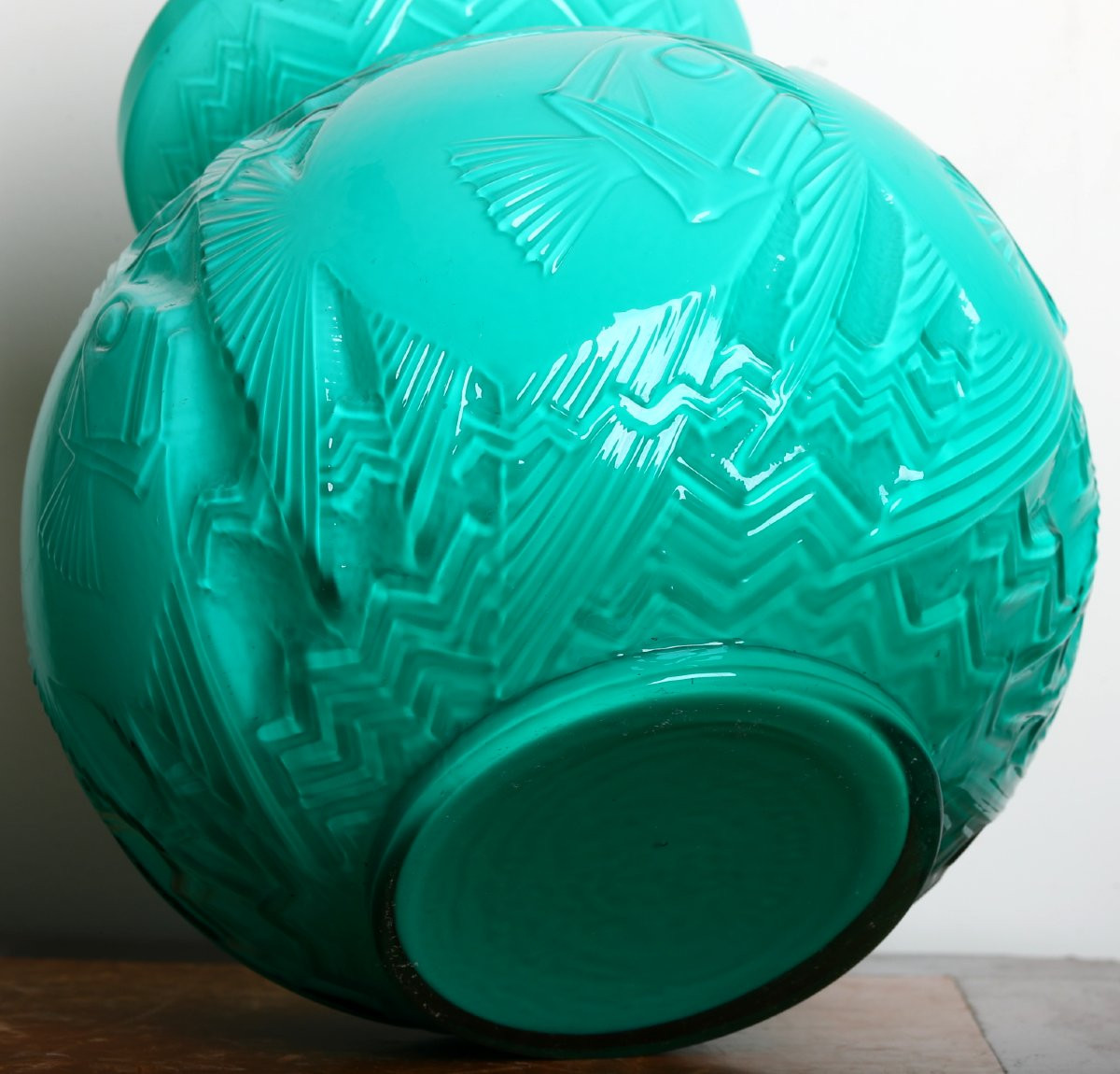 Rare paire de Vases aux Poissons par Pierre d'Avesn Art Deco 1925 -  Daum, Muller, Lalique-photo-7