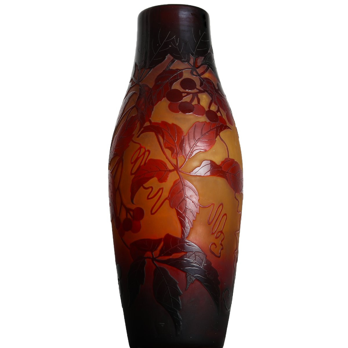 Pair Of Virginia Creeper Vases By Paul Nicolas d'Argental - Gallé, Daum, Delatte Art Nouveau 1920-photo-2