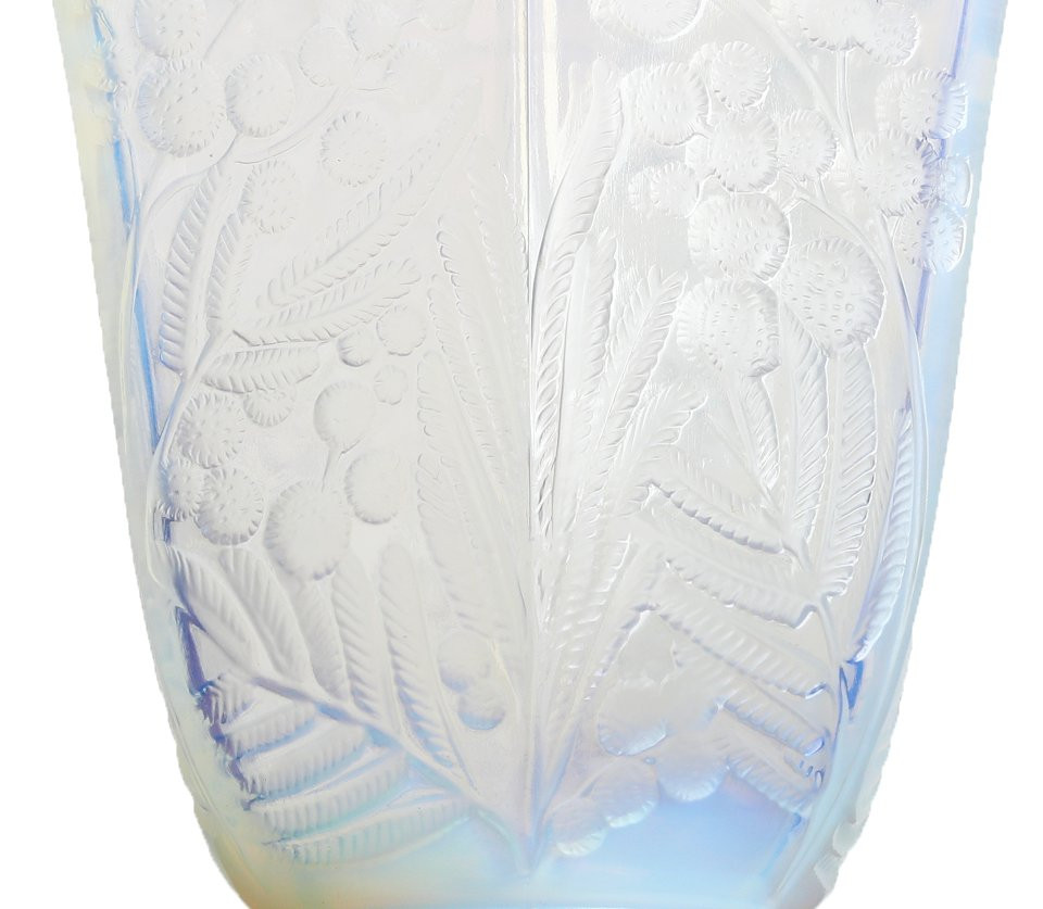 Opalescent Vase Mimosas Etling Art Deco 1930 Era Sabino, Daum, Lalique, d'Avesn, Muller-photo-3
