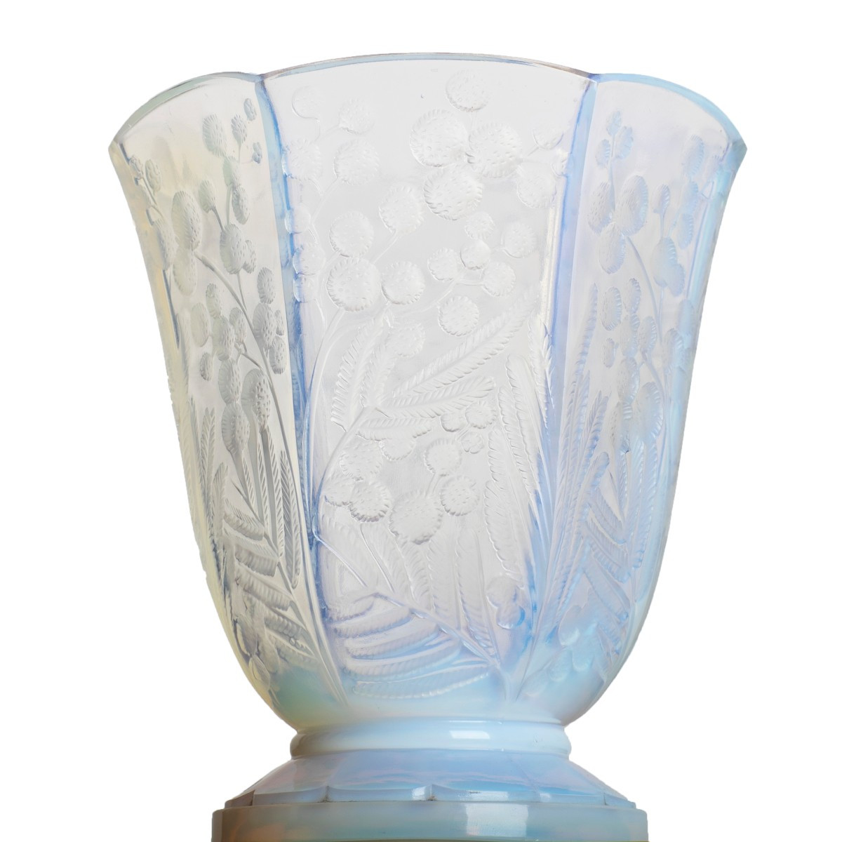 Opalescent Vase Mimosas Etling Art Deco 1930 Era Sabino, Daum, Lalique, d'Avesn, Muller