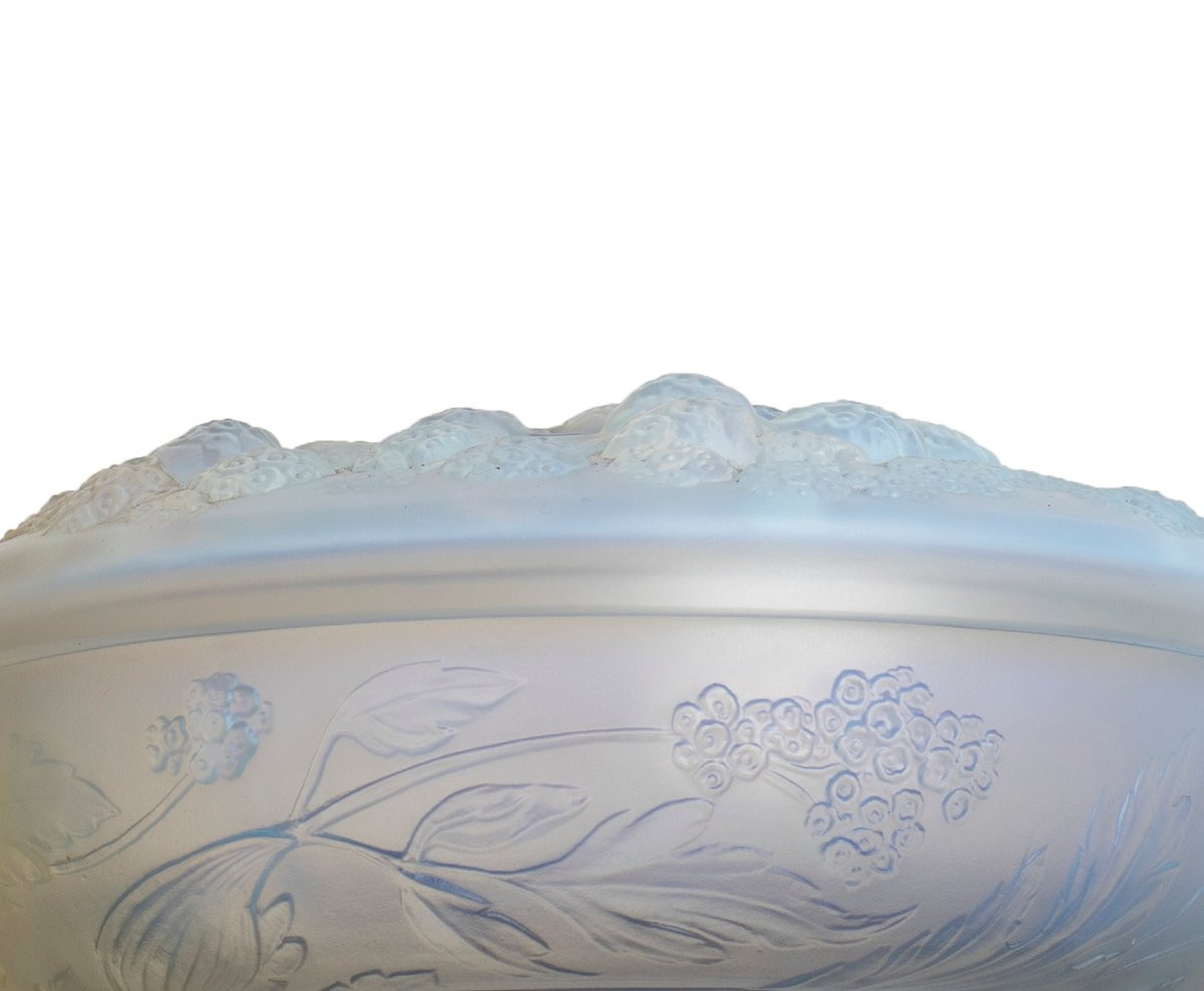 Bonbonnière Opalescente Framboises Etling Art Deco 1930 Era Sabino, Daum, Lalique, d'Avesn-photo-3