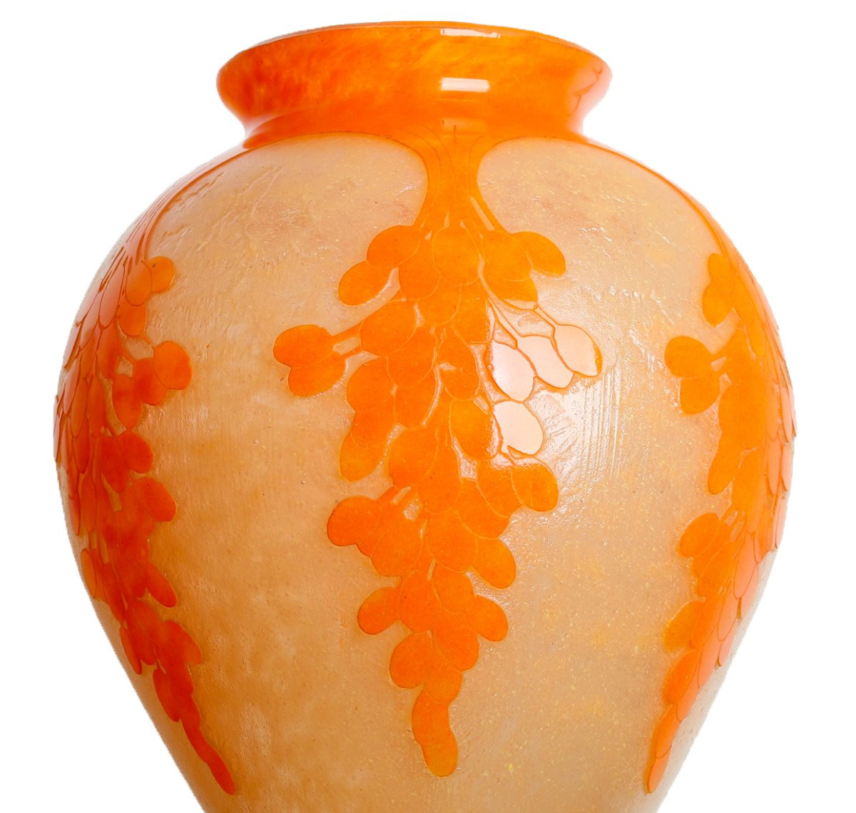 "dattiers" Vase 12,2" Le Verre Français Charles Schneider Circa 1918-1921 Era Daum, Muller-photo-2