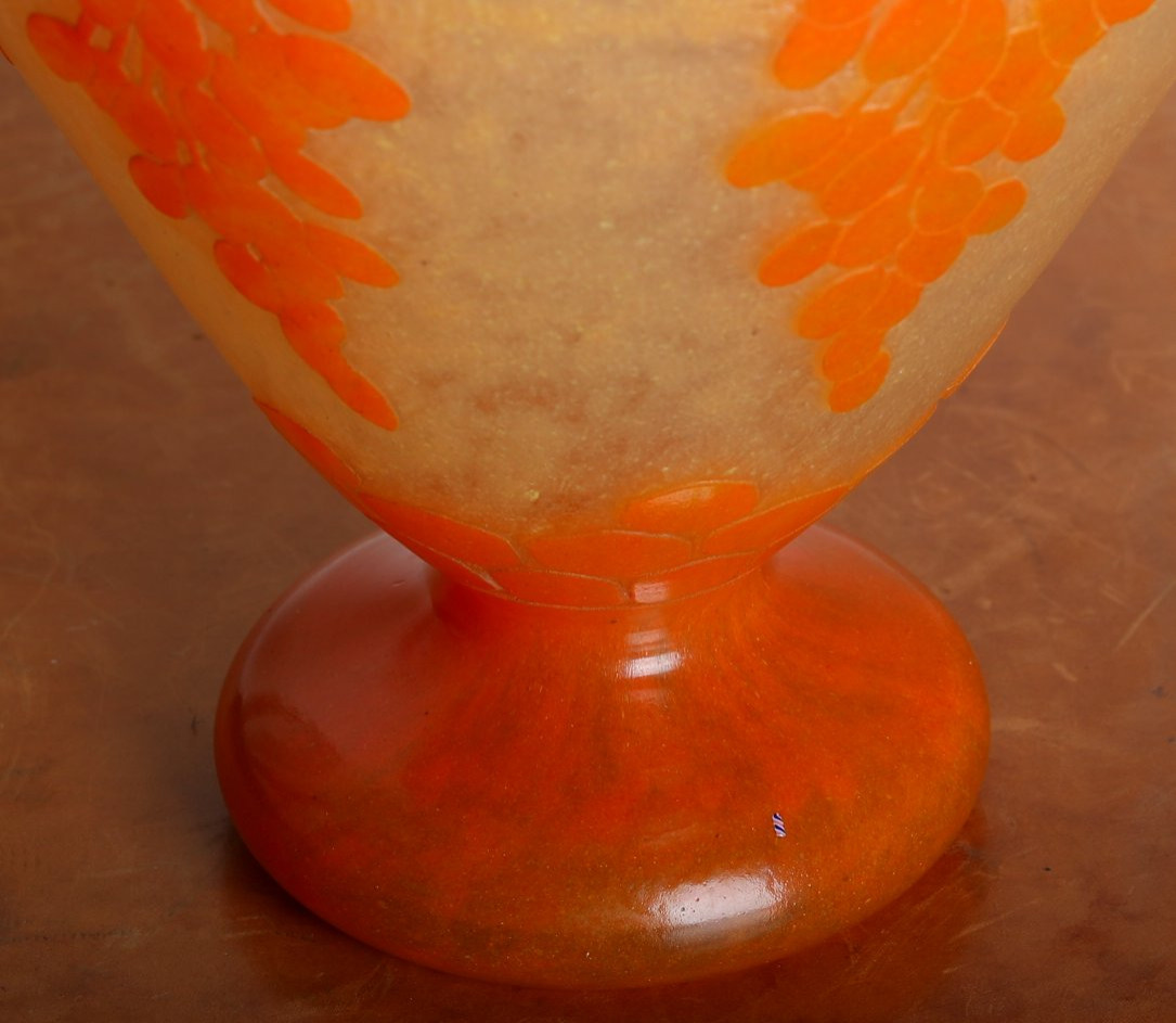 "dattiers" Vase 12,2" Le Verre Français Charles Schneider Circa 1918-1921 Era Daum, Muller-photo-4