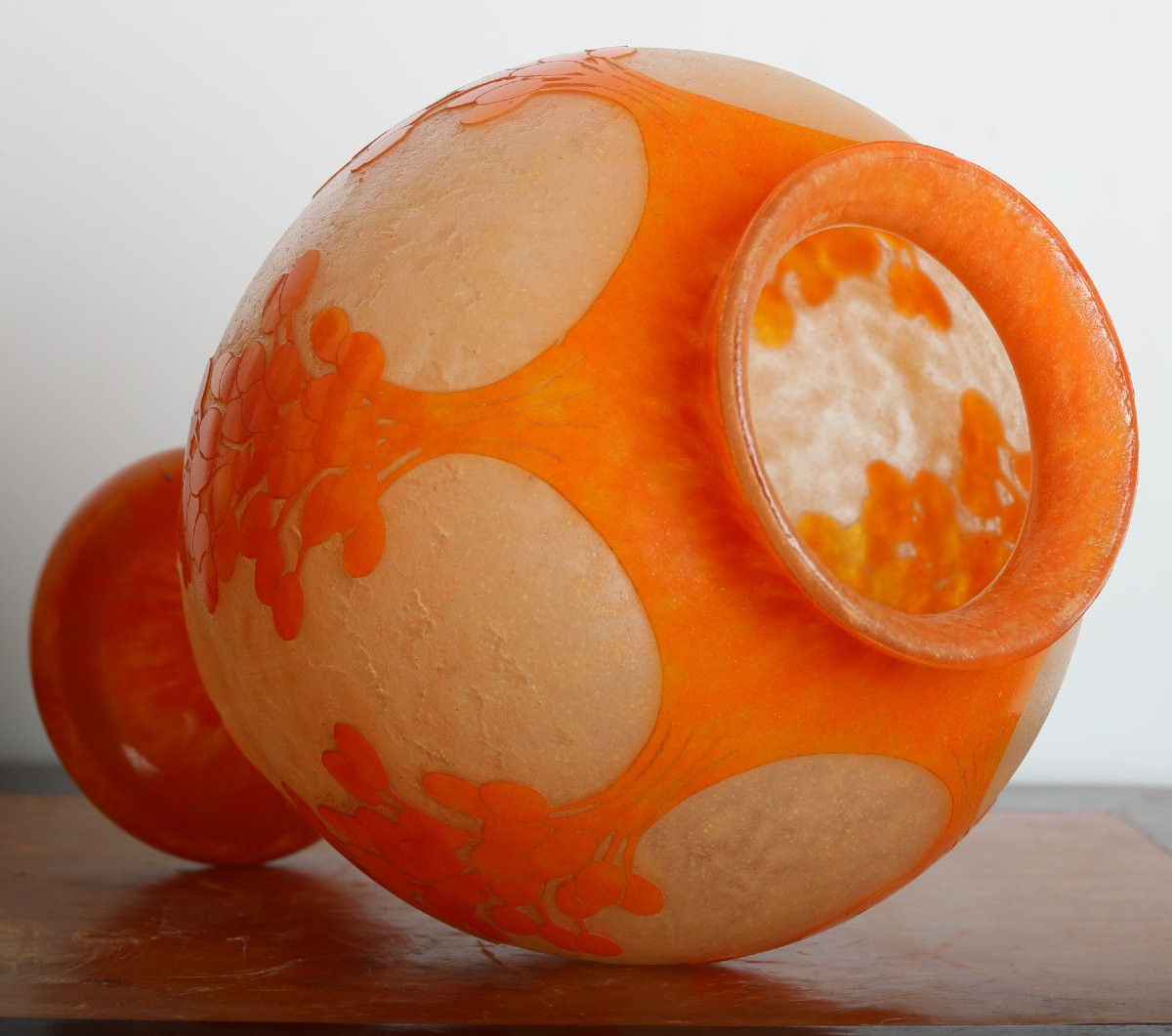 "dattiers" Vase 12,2" Le Verre Français Charles Schneider Circa 1918-1921 Era Daum, Muller-photo-6