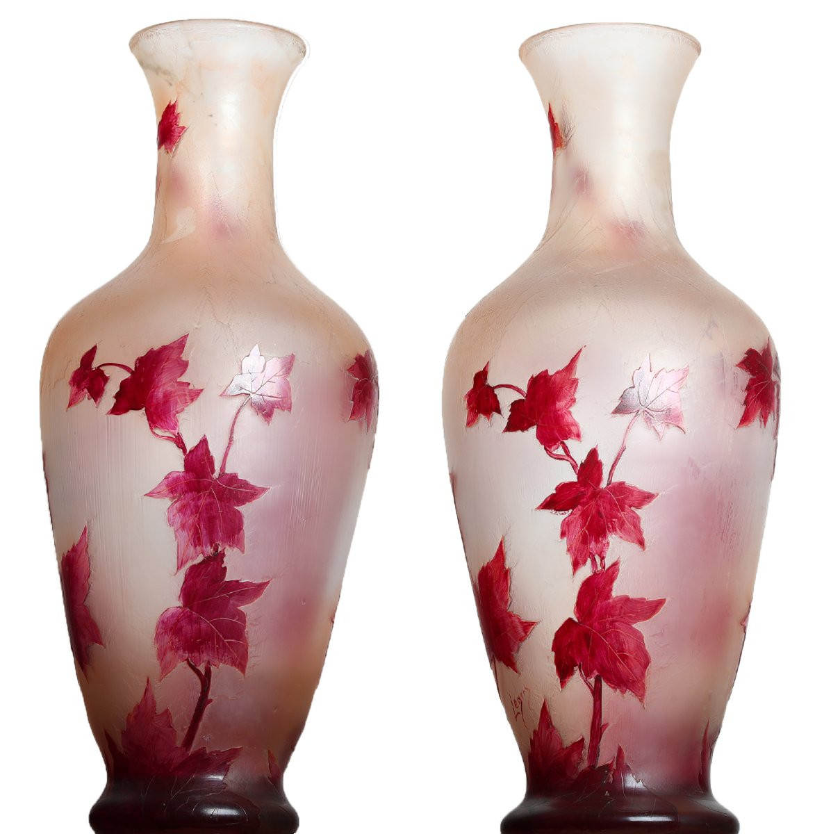 Paire de Vases 1910 Rubis 44 Cm Par François-Théodore Legras (1839-1916) - Art Nouveau era Daum-photo-3