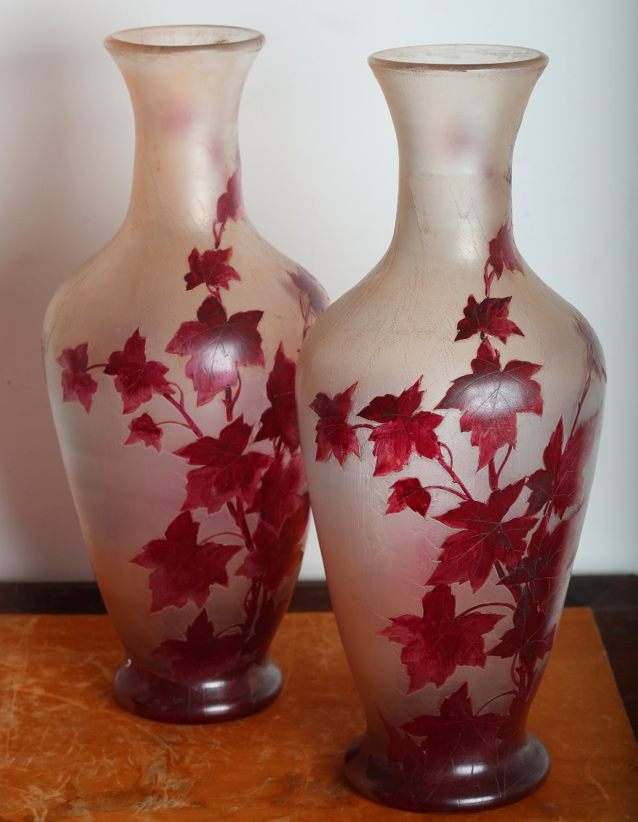 Paire de Vases 1910 Rubis 44 Cm Par François-Théodore Legras (1839-1916) - Art Nouveau era Daum-photo-5